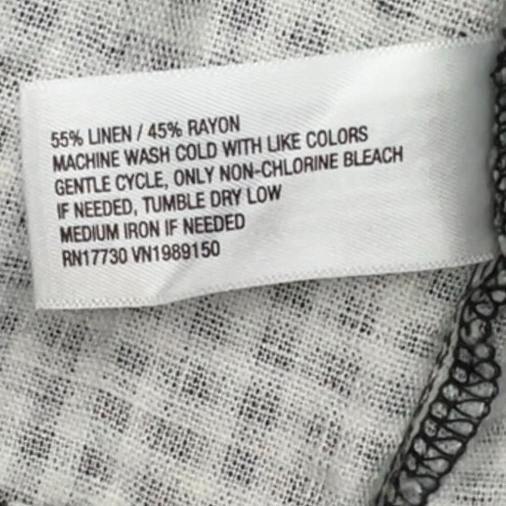 A New Day Black White Gingham Linen Blend Puff Sleeve Tiered Dress 10 NWT - Picture 7 of 9